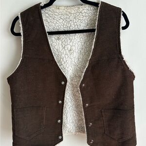 Brown Corduroy Vest with Sherpa Lining